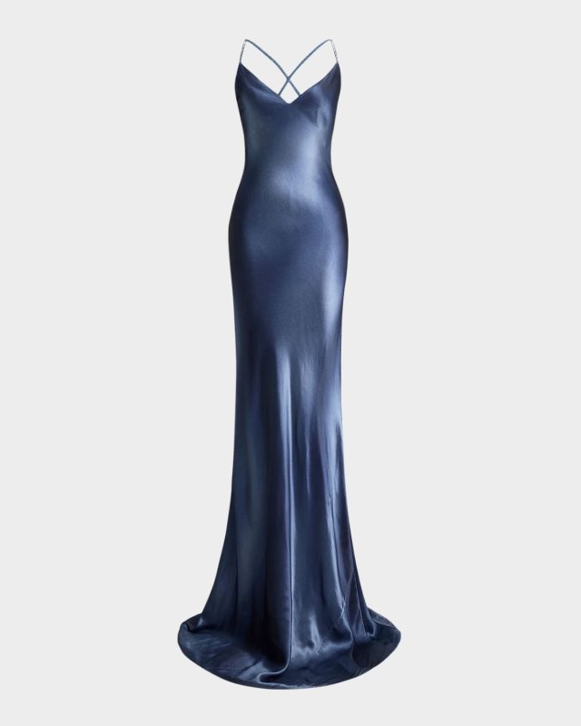 Autumn Crystal Strappy Evening Dress